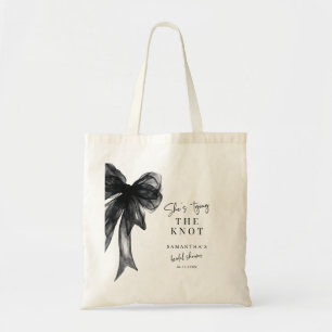 Bolso De Tela Ella Está Anudando El Nudo Arco Negro Despedida de