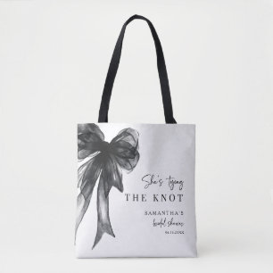 Bolso De Tela Ella Está Atando El Nudo Tazón Negro para Despedid