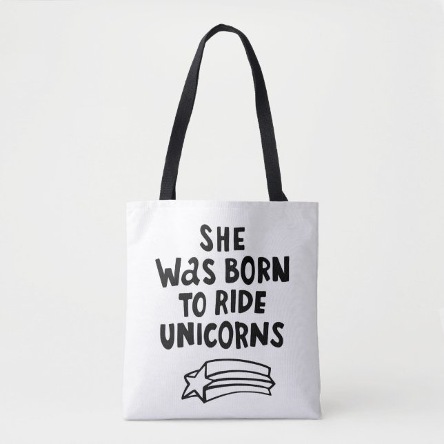 Bolso De Tela Ella nació montar unicornios (Anverso)
