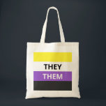 Bolso De Tela Ellos/ellos tote No-Binario del presupuesto de la<br><div class="desc">La bandera no-binaria que ofrece ellos/ellos pronombres:)</div>