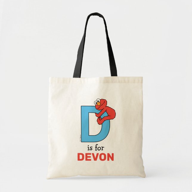 Bolso De Tela Elmo Alphabet | D Azul (Frente)