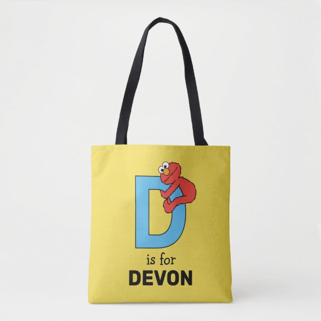 Bolso De Tela Elmo Alphabet | D Azul (Anverso)