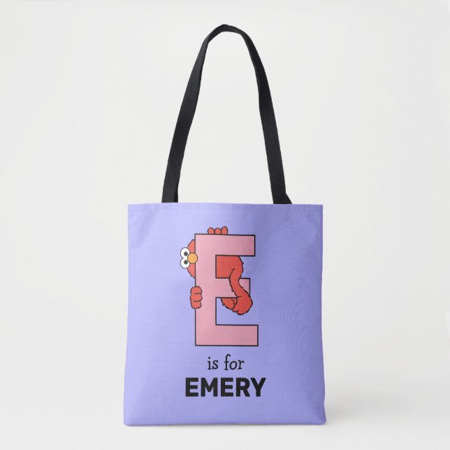 Bolso De Tela Elmo Alphabet | E Rosa (Anverso)