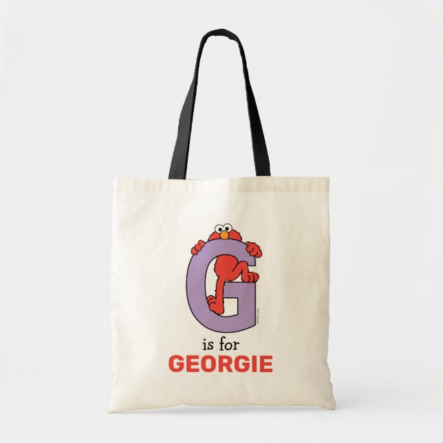 Bolso De Tela Elmo Alphabet | G Púrpura (Frente)