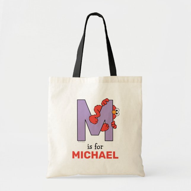 Bolso De Tela Elmo Alphabet | M Púrpura (Frente)