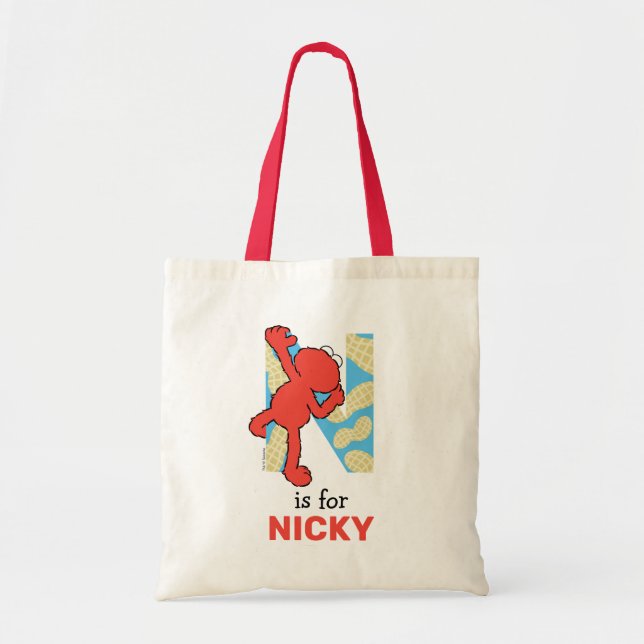 Bolso De Tela Elmo Alphabet | N Nueces (Frente)