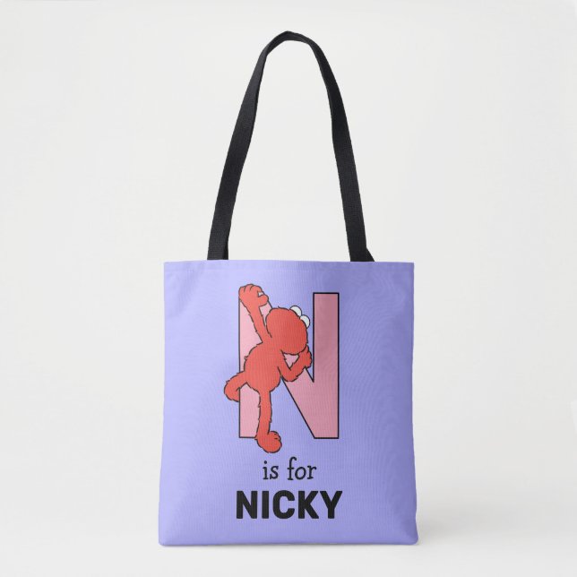 Bolso De Tela Elmo Alphabet | N Rosa (Anverso)