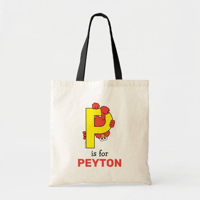 Bolso De Tela Elmo Alphabet | P Amarillo (Frente)