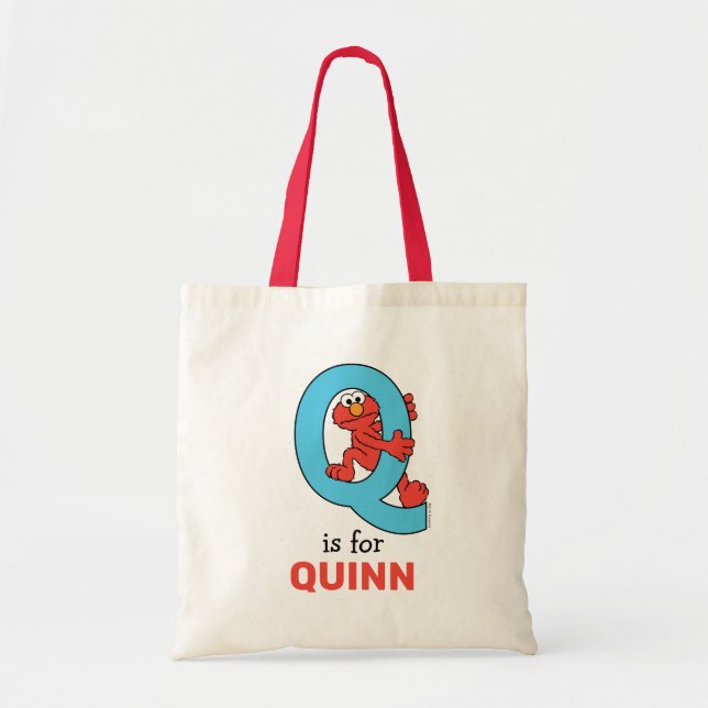 Bolso De Tela Elmo Alphabet | Q Azul (Frente)