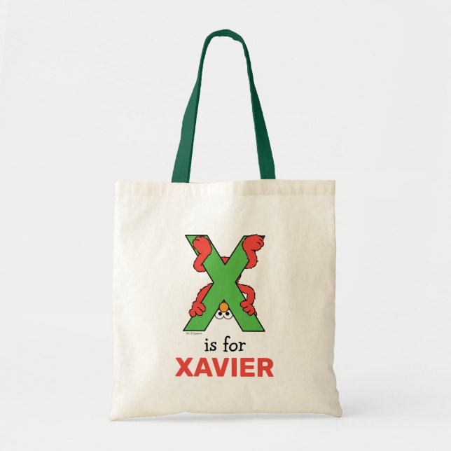 Bolso De Tela Elmo Alphabet | X Green (Frente)
