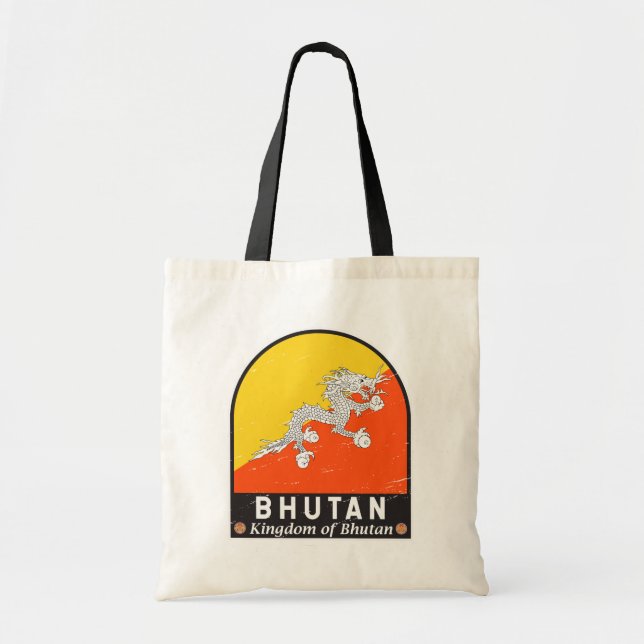 Bolso De Tela Emblema de bandera butanesa con mal sabor (Frente)