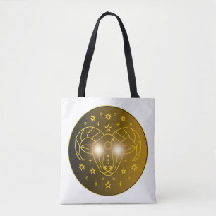 Bolso De Tela Emblema del Zodiaco Aries   Símbolo Celestial Míni