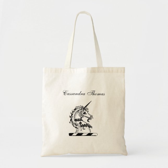 Bolso De Tela Emblema herálico de cabeza de unicornio (Frente)