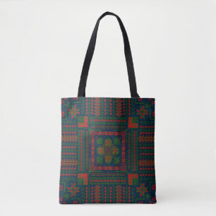 Bolso De Tela Embroideric palestino Tatreez color verde rojo 5 P