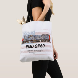 Bolso De Tela EMD GP60 Locomotora Diesel y bandera estadounidens