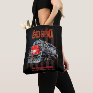 Bolso De Tela EMD GP60 Locomotora Diesel y bandera estadounidens