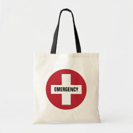 Bolso De Tela Emergencia con símbolo de la Cruz Médica Rojo y Bl