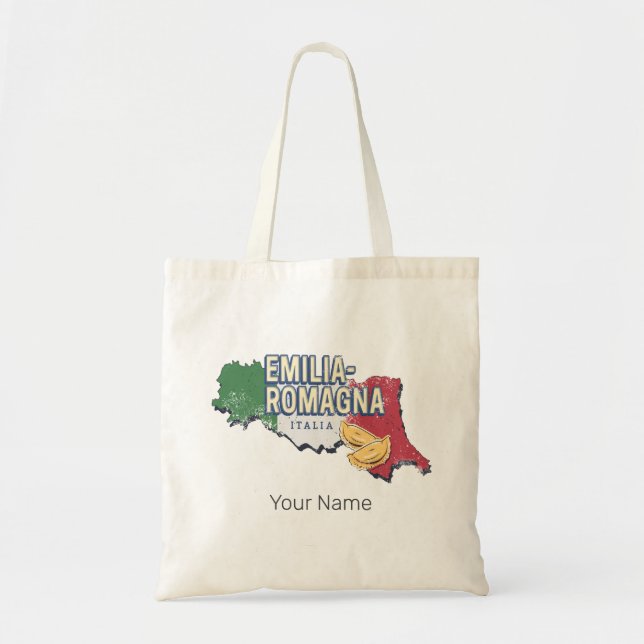 Bolso De Tela Emilia Romagna Bandera Italia Región Retro Mapa de (Frente)