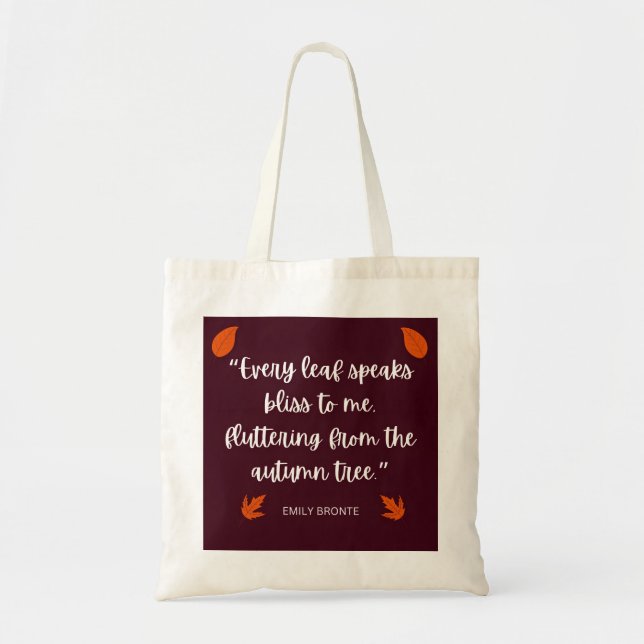 Bolso De Tela Emily Bronte Fall deja poema (Frente)