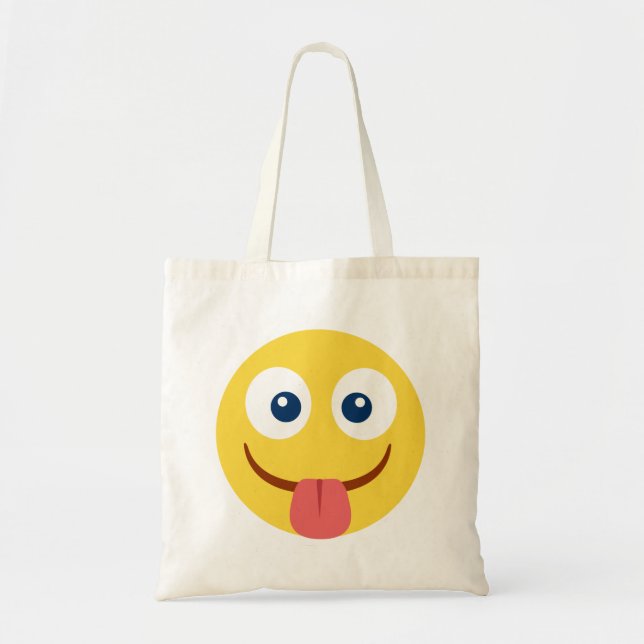Bolso De Tela Emoji de lengua agarrotada (Frente)