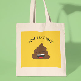 Bolso De Tela Emoji divertida de poop con mensaje Personalizado