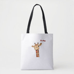 Bolso De Tela emoji guiñando la lengua por la cara de la jirafa