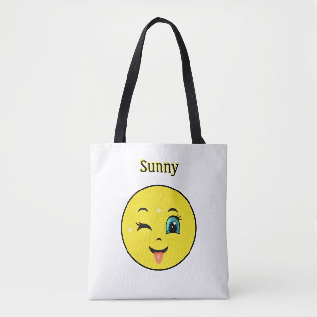 Bolso De Tela Emoji Winky Happy Face (Anverso)