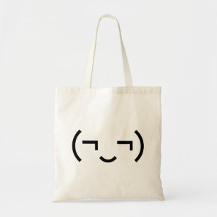 Bolso De Tela Emoticon smug (‿) Kaomoji japonés
