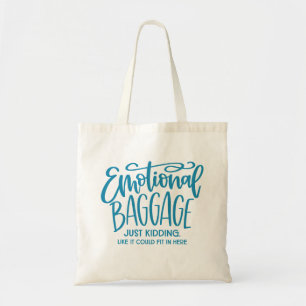 Bolso De Tela Emotional Baggage Funny Quote Teal Blue