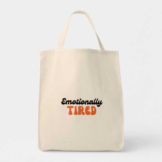 Bolso De Tela Emotionally Tired Retro Bubble Text Design (Frente)
