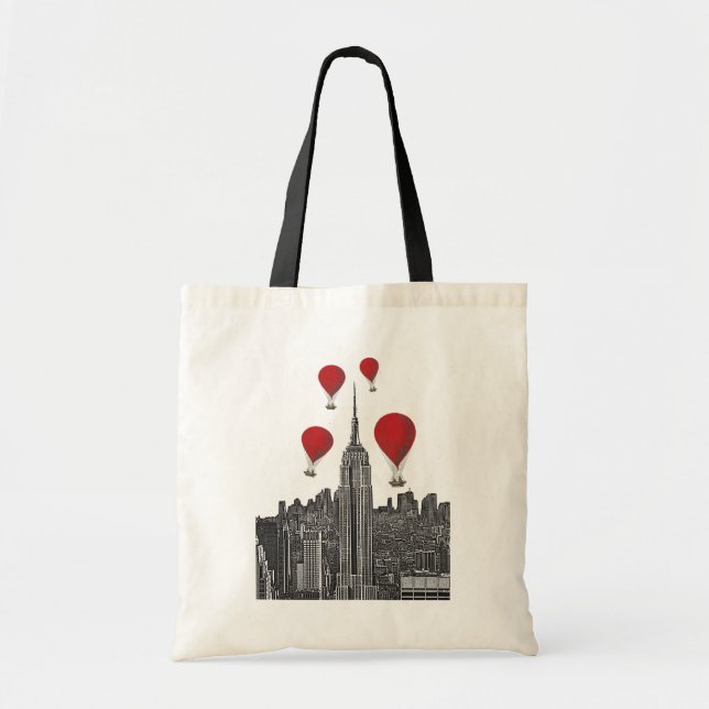 Bolso De Tela Empire State Building y Red Hot Air Balloons (Frente)