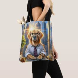 Bolso De Tela Empresario De Golden Retriever En Office