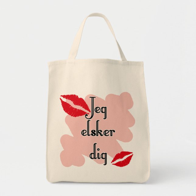 Bolso De Tela Empuje del elsker de Jeg - danés - te amo (Frente)