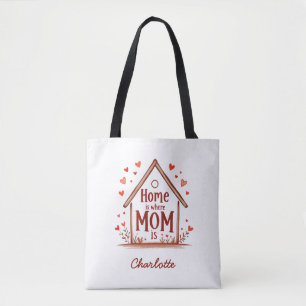 Bolso De Tela En Casa Es Donde Mamá Está Cuto y personalizado