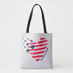 Bolso De Tela En Dios Confiamos Corazón Patriótico