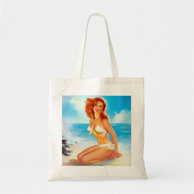 Bolso De Tela En el Beach Pin Up (Frente)