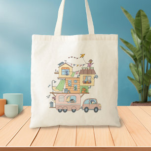 Bolso De Tela En el camping de la familia Road