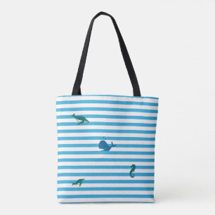 Bolso De Tela En el océano, rayas de la playa