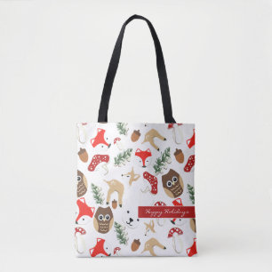Bolso De Tela En el patrón de vacaciones de los Navidades fores