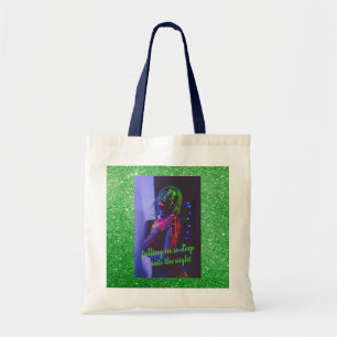 Bolso De Tela En el Purpurina de Burlas Verdes Nocturnas
