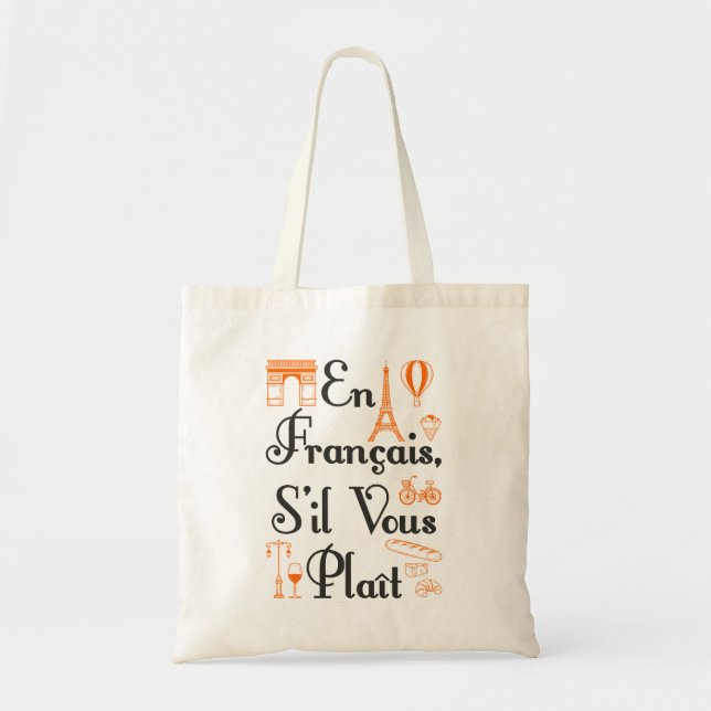 Bolso De Tela En Francais S'il Vous Plait French Teacher Student (Frente)