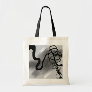 Bolso De Tela En la cuadrícula: gris abstracto, blanco y negro