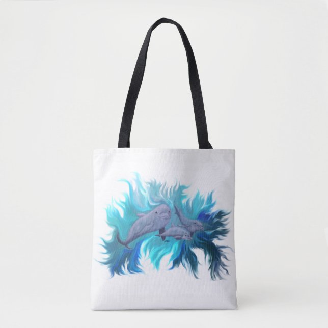 Bolso De Tela En la escuela de delfines (Anverso)