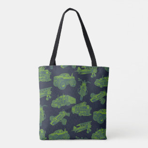 Bolso De Tela En movimiento azul y verde Vehículos en movimiento