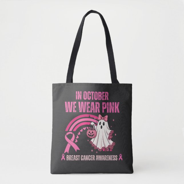 Bolso De Tela En Octubre Usamos Cáncer De Mama Rosa (Anverso)