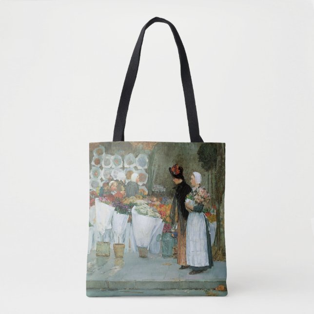 Bolso De Tela En The Florist, por Childe Hassam, Bella Artes de  (Anverso)