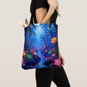 Bolso De Tela Encantado sueño de bosque de río vibrante