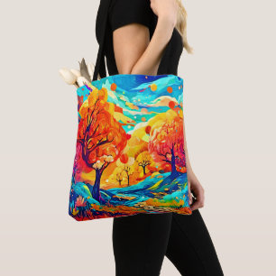 Bolso De Tela Encantador Camino de Otoño bajo la Luz de la Luna