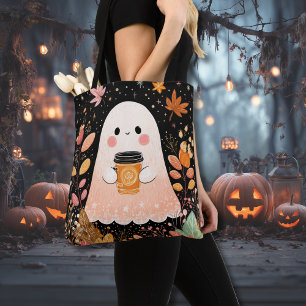 Bolso De Tela Encantador Fantasma de Otoño con Café de Calabaza 