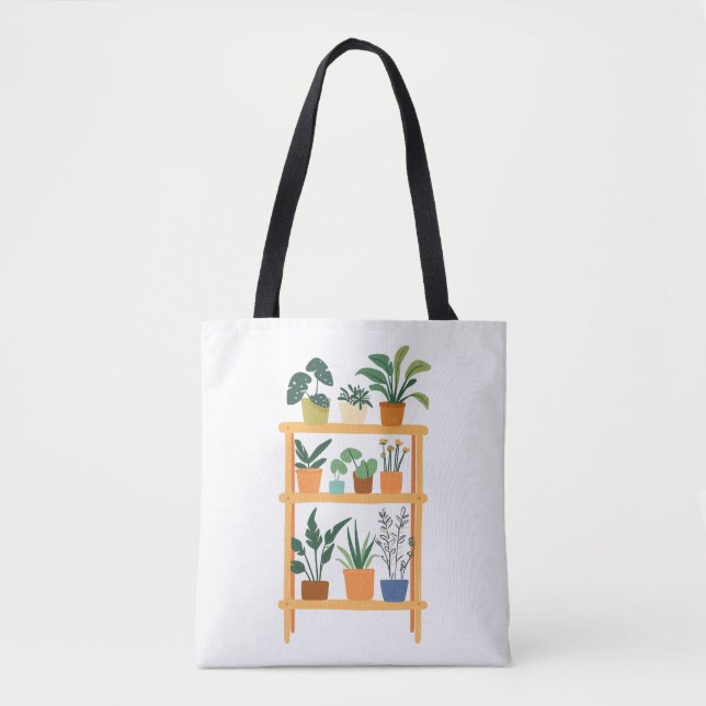 Bolso De Tela Encantador Ilustracion de plantas artesanales (Anverso)